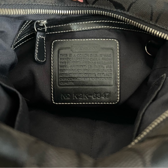 VTG Coach Black Canvas Signature Monogram Crossbody Bag White Stitching K2K-6347 - Picture 14 of 15